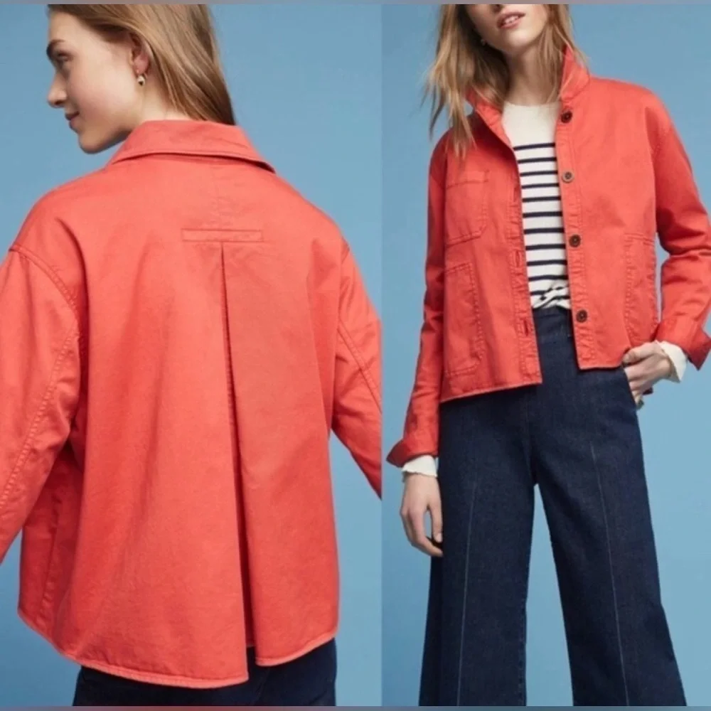 Anthropologie Orange Utility Jacket